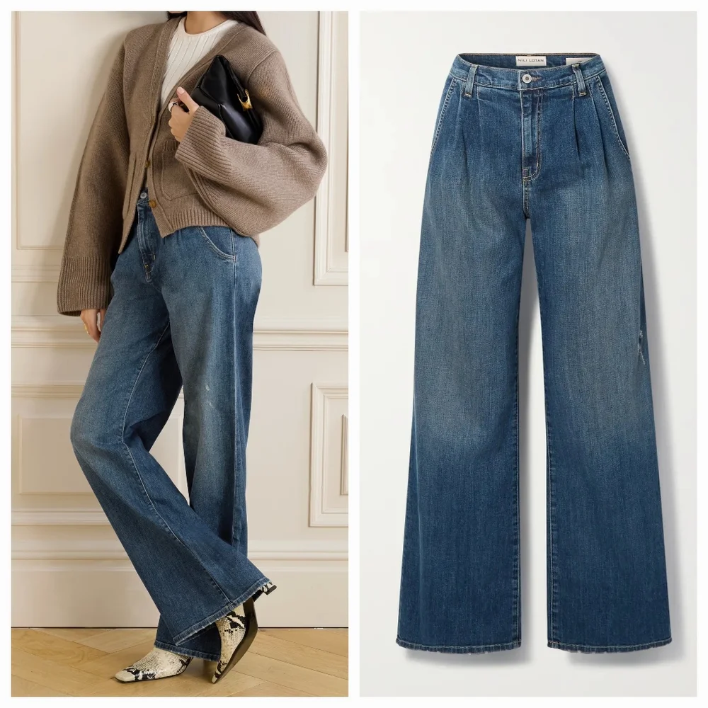 Nili Lotan Flora Pleated Wide Leg Jean - 26 - Picture 11 of 11